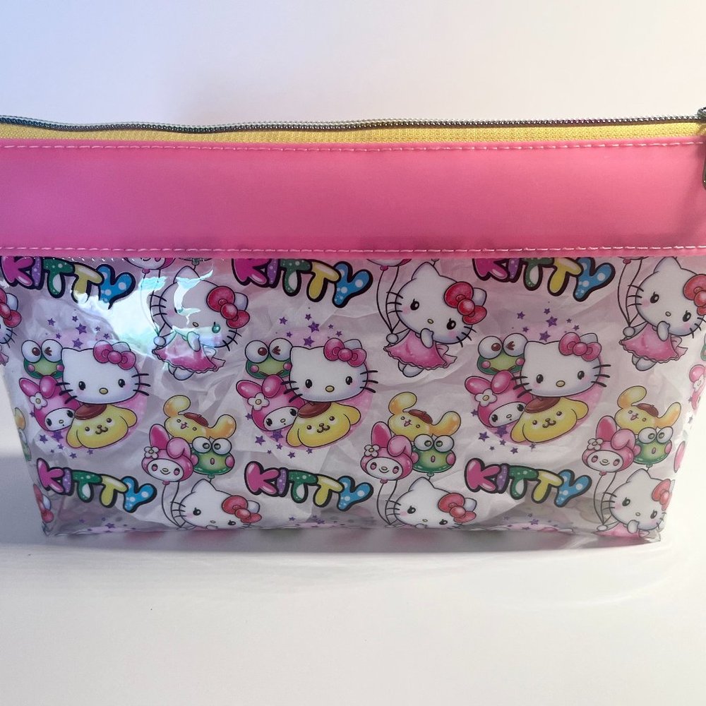 Jelly Fabric Hello Kitty Clear Makeup Bag! 10”W x 5.5”H